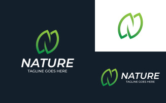 Letter N Leaf Logo Template Design