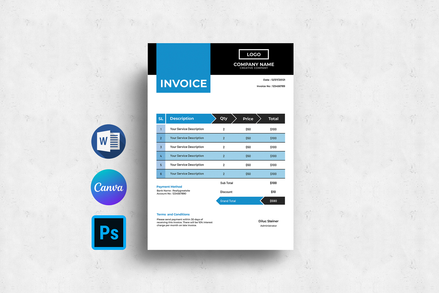 Template #372916 Template Invoice Webdesign Template - Logo template Preview