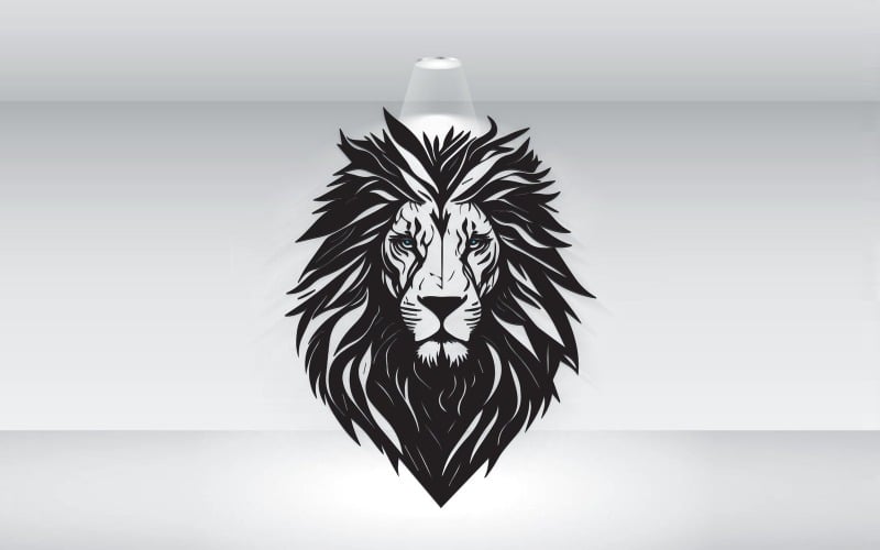Abstract Detailed Lion Head Vector Logo Logo Template