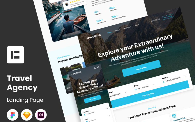 Explorea - Travel Agency Landing Page UI Element