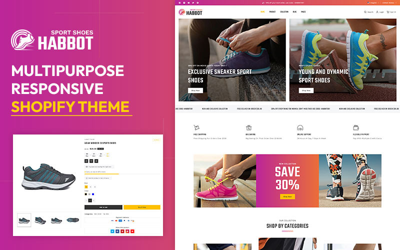 Habbot - Running Sport & Footwear Shoes Store Multipurpose Shopify 2.0 Responsive Theme Shopify Theme