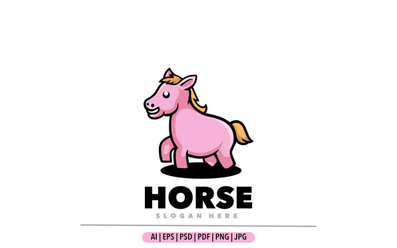 Horse mascot cartoon logo design illustration Logo Template