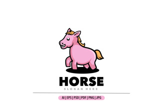 Horse mascot cartoon logo design illustration