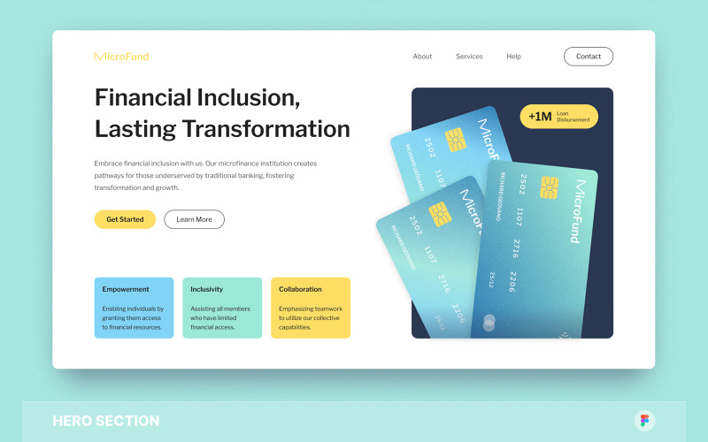MicroFund - Microfinance Institution Hero Section Figma Template UI Element