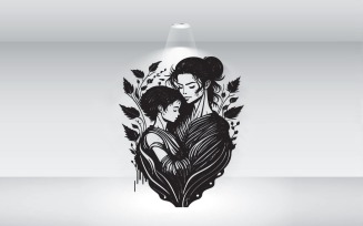 Mother And Son Tattoo Design Idea With Leaf Vector File