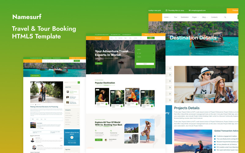Namesurf-Travel & Tour Booking HTML5 Template Website Template