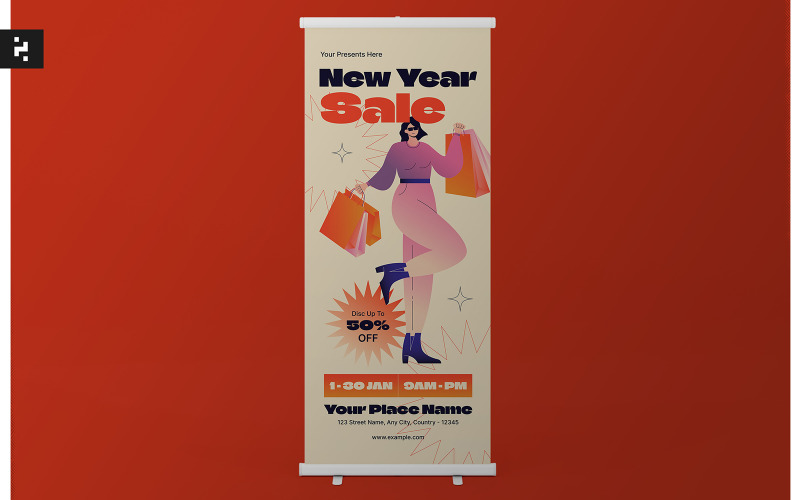 New Year Sale Roll Up Banner Corporate Identity