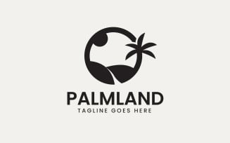 Palm tree landscape logo design template