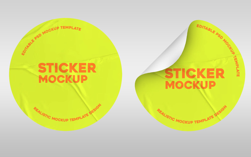PSD Round Sticker Lable Mockup Template Product Mockup
