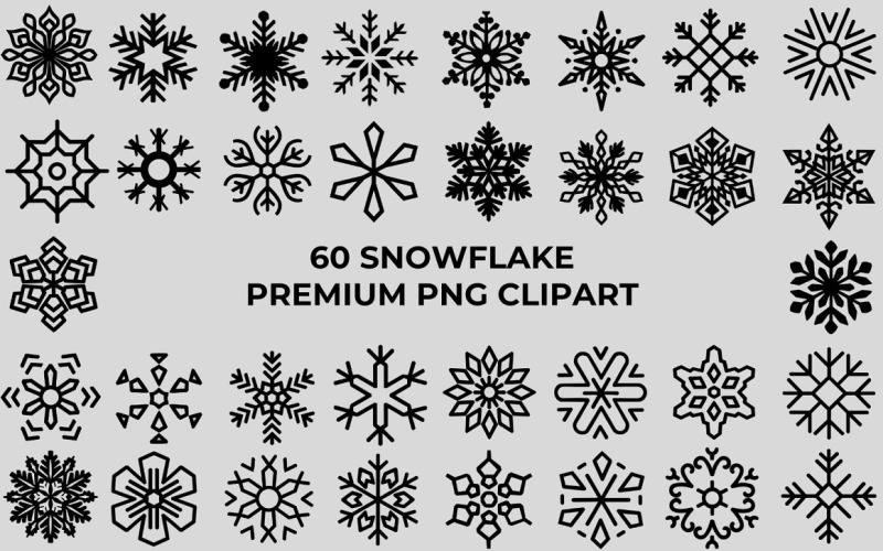 60 Snowflake Premium PNG Clipart Background
