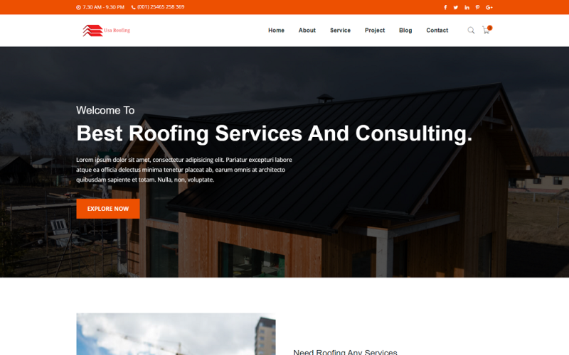 Usa Roof Repairing HTML Template Website Template