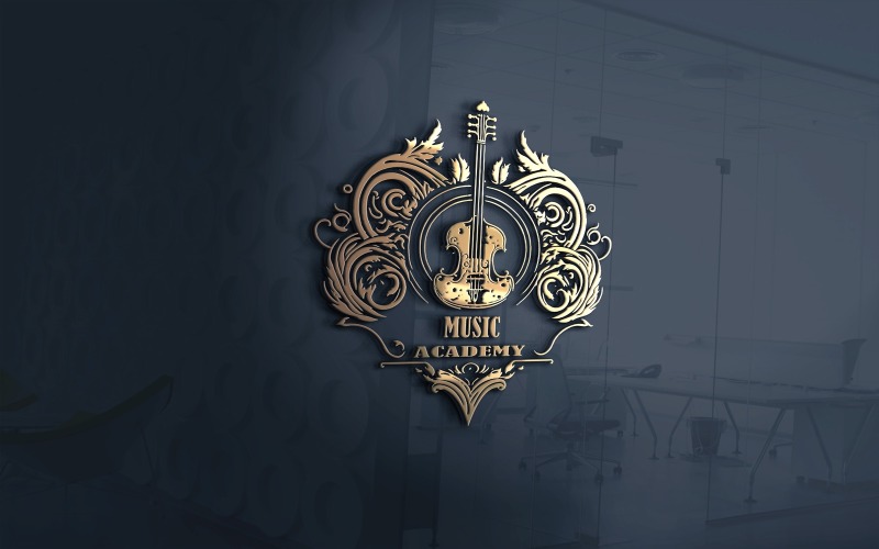 Music Academy With A Guitar Logo Vector File Logo Template