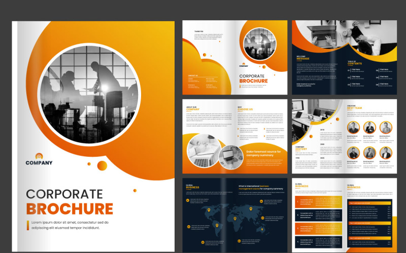 Corporate business presentation guide brochure template, Annual report, company portfolio layout Magazine Template