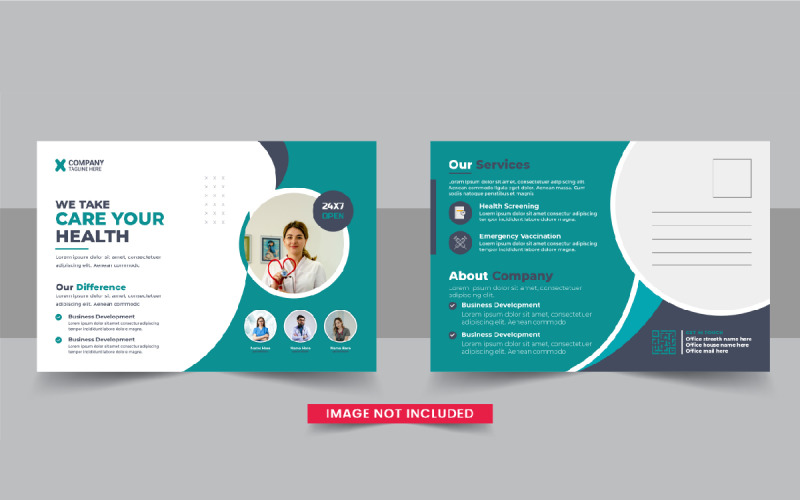 Healthcare Postcard Template or medical eddm postcard layout Corporate Identity
