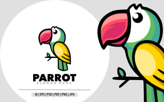Parrot mascot cartoon logo design illustration design