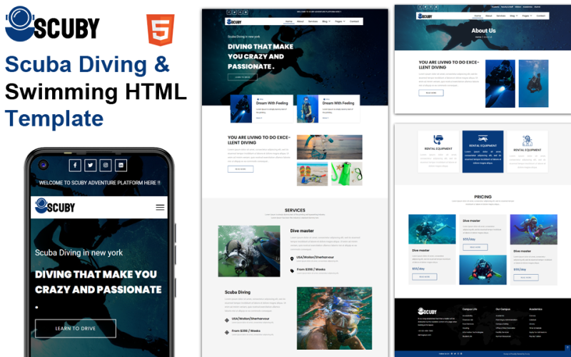 Scuby - Scuba Diving & Swimming HTML Template Website Template