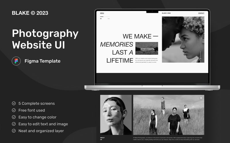 Blake - Photography Website UI Element