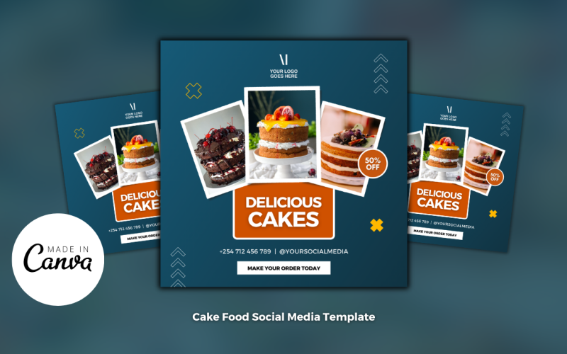 Cake Restaurant Flyer Design Template Social Media