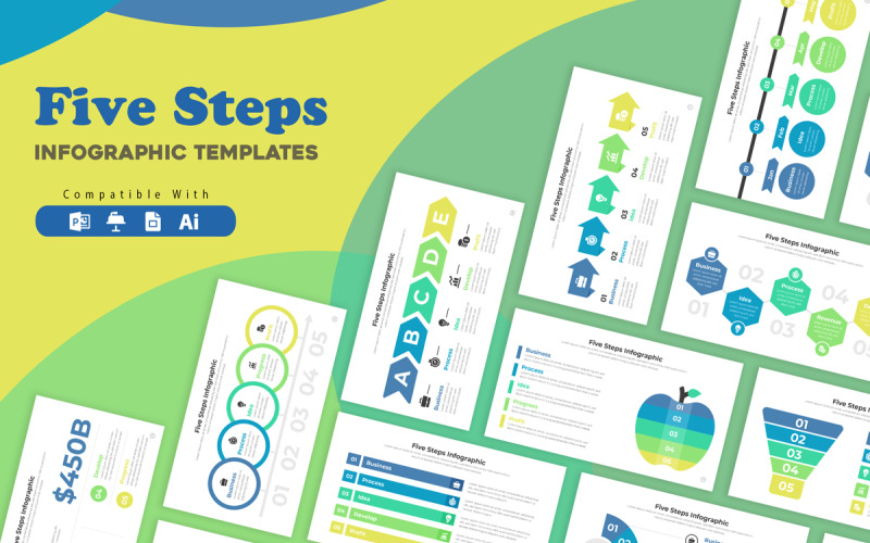 Five Steps Infographic illustrator Layout Infographic Element