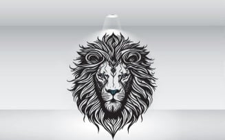 Modern Lion Head With Blue Eyes Logo Vector Format