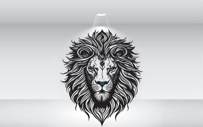 Modern Lion Head With Blue Eyes Logo Vector Format Logo Template