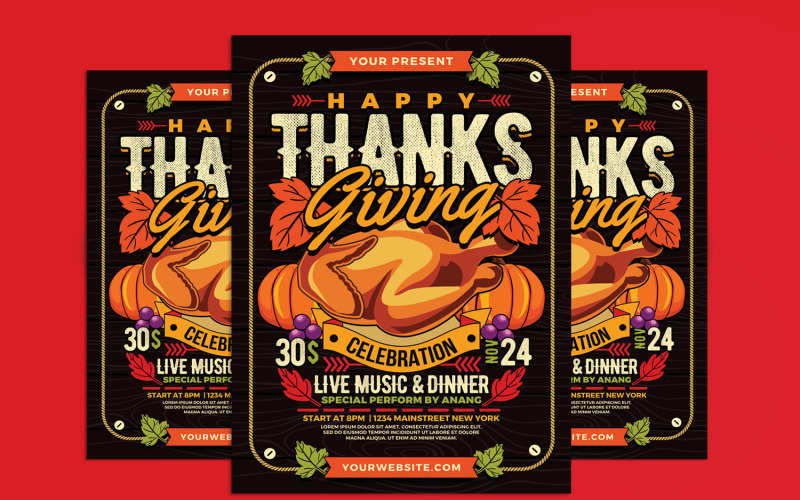 Thanksgiving Dinner Celebration Flyer Corporate Identity