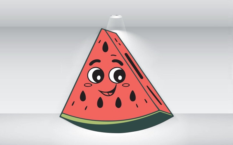 Watermelon Triangle Slice With Eyes And Mouth For Juice Logo Template