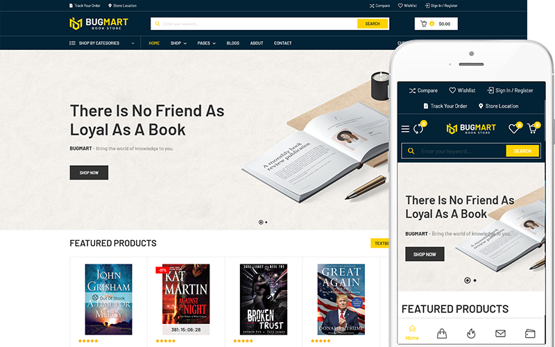 Bugmart - Bookstore, Bookshop WooCommerce WordPress Theme