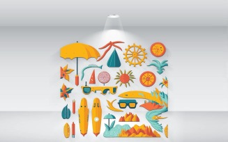 A Set Of Flat Vector Illustrations For Summer