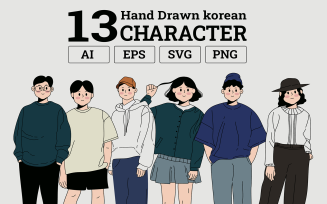 Hand Drawn Korean Old Character - Illustration