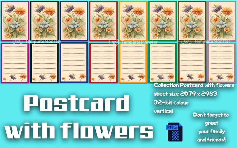 Postcard with flowers 3 Illustration
