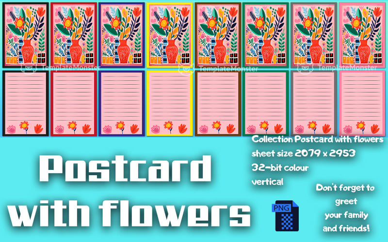 Postcard with flowers 7 Illustration