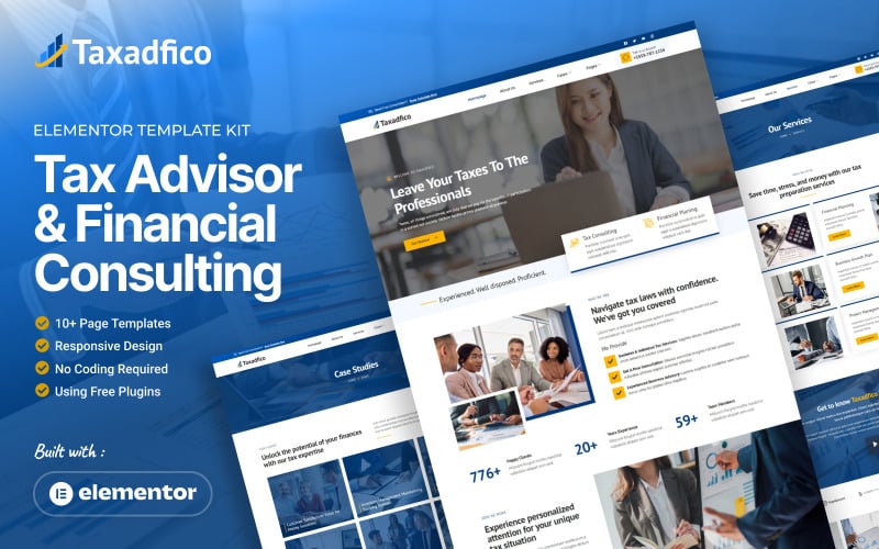 Taxadfico - Tax Advisor & Financial Consulting Elementor Template Kit Elementor Kit