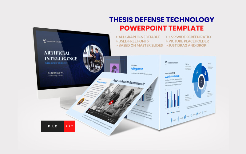Thesis Defense Technology powerpoint Template PowerPoint Template