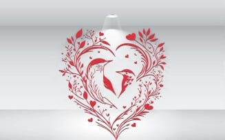 Valentine Bird Heart Shape Illustration Vector File