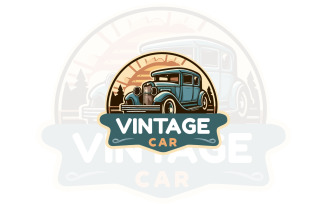 Vintage car logo design presentation
