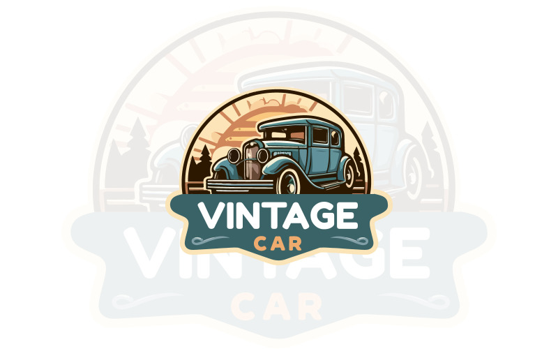Vintage car logo design presentation Logo Template