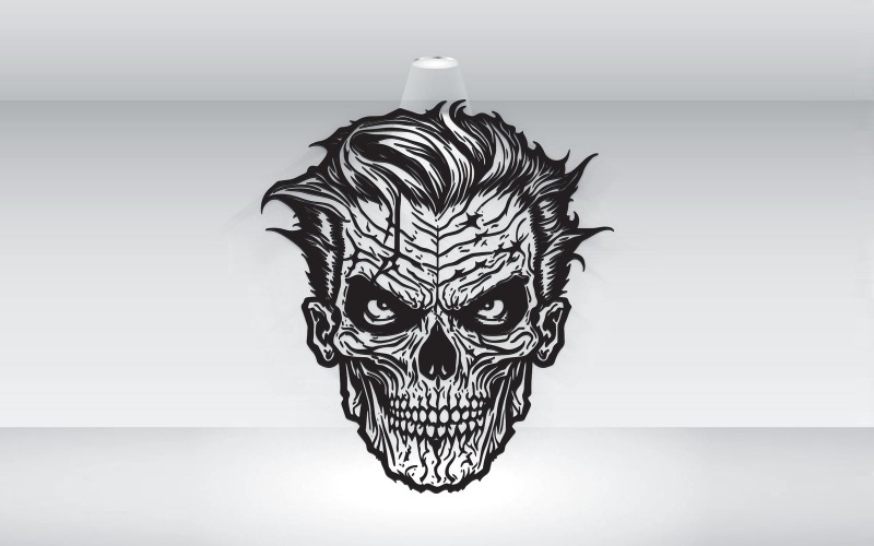Zombie Head Halloween Style Black Outline Vector Illustration