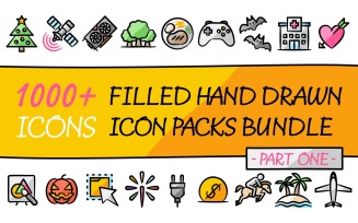 Drawniz Bundle - Collection of Multipurpose Icon Packs in Filled Hand Drawn Style