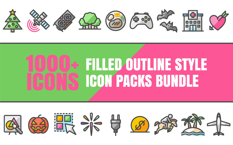 Outliz Bundle - Collection of Multipurpose Icon Packs in Filled Outline Style Icon Set