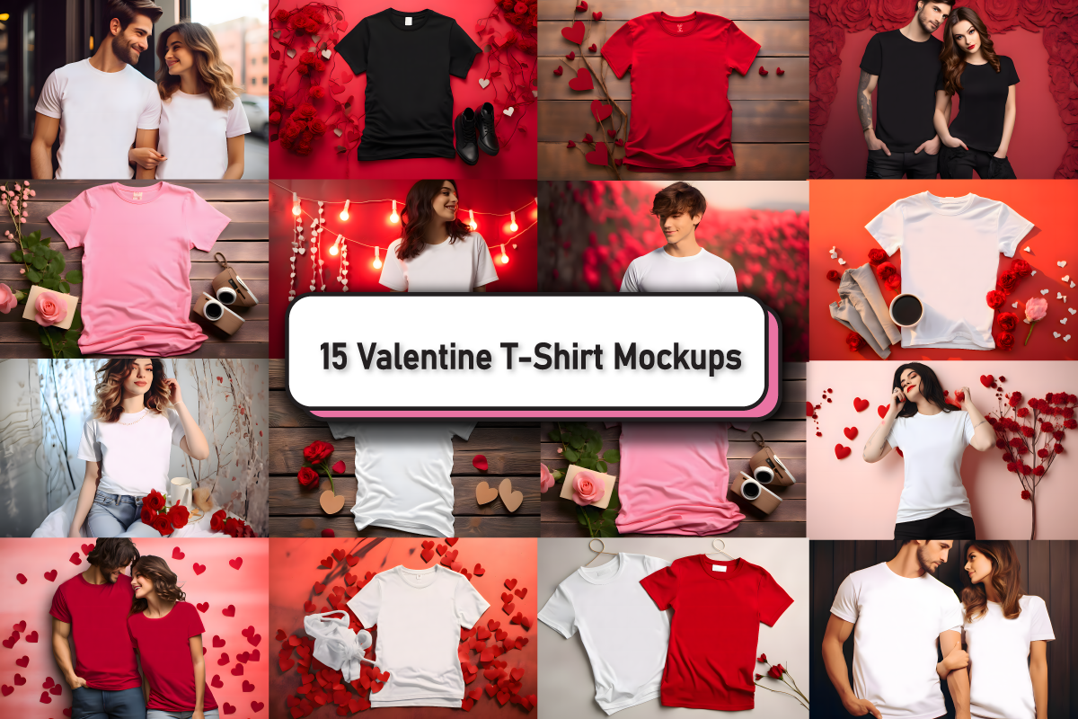 Valentines Day T-shirt Mockup Bundle