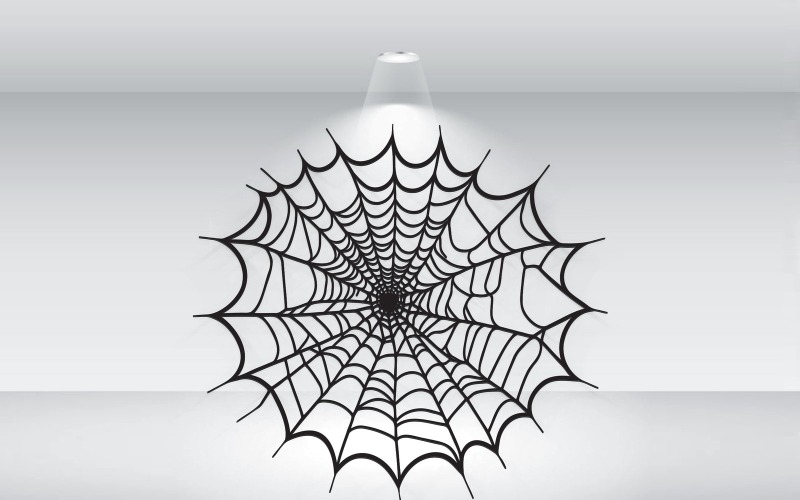 Black Spider Web Of Halloween Vector Illustration