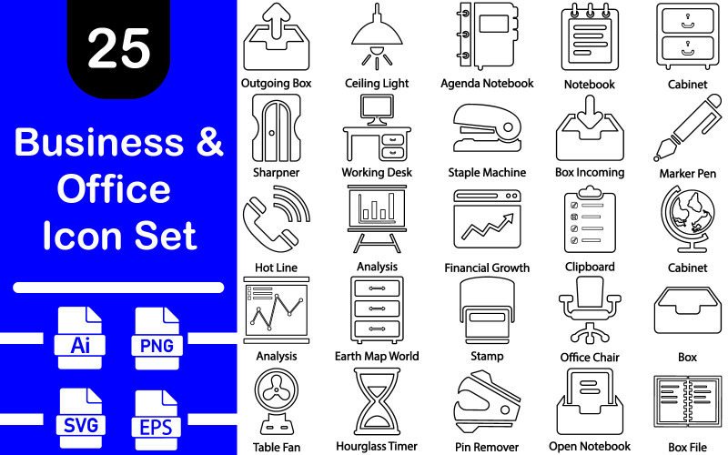 Business And Office Line Icon Pack Icon Set