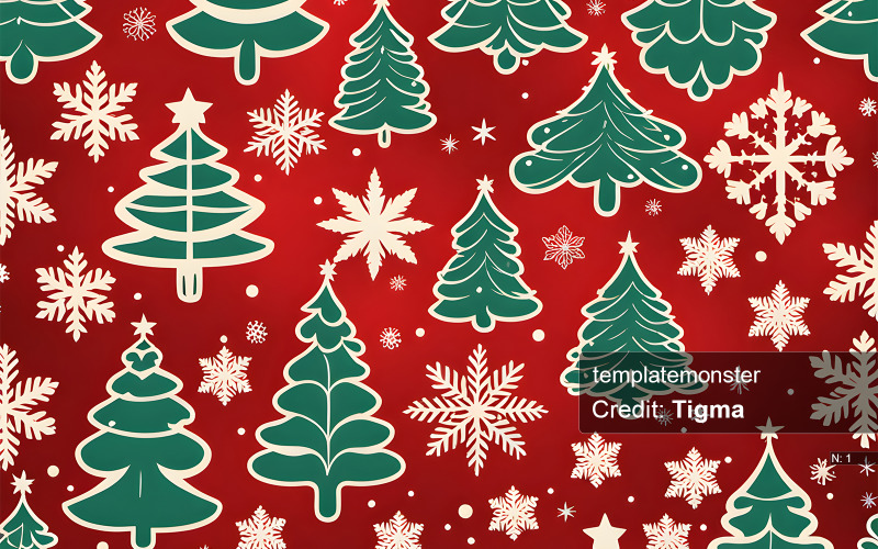 Festive and Cozy Christmas Pattern with Trees and Snowflakes