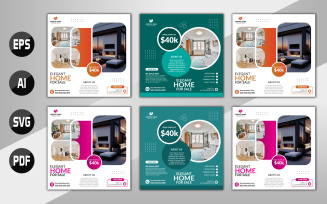 Vector real estate house social media post or square banner template