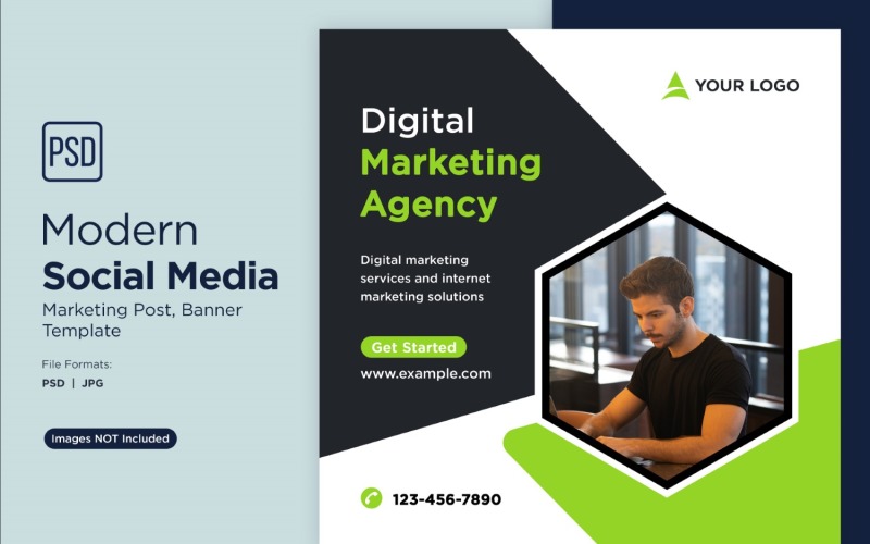 Creative Marketing Agency Business Banner Design Template 3. Social Media