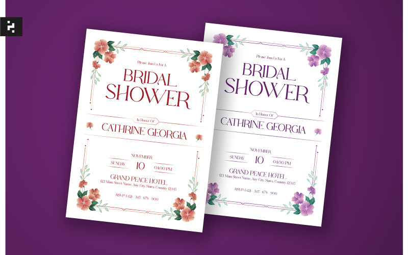 Clean Floral Bridal Shower Invitation Corporate Identity