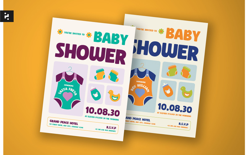 Cute Lovely Baby Shower Invitation Corporate Identity