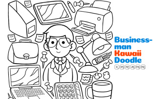 Man Businessman Kawaii Doodle Vector Illustration Line Art