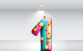 Number One For Birthday With Candle Vector